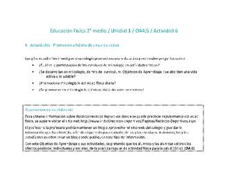 Educación Física 2 medio-Unidad 1-OA4;5-Actividad 6