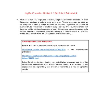 Inglés 1 medio-Unidad 1-OA13;14-Actividad 4