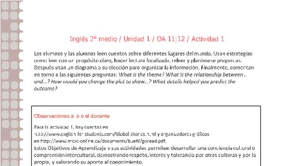 Inglés 2 medio-Unidad 1-OA11;12-Actividad 1