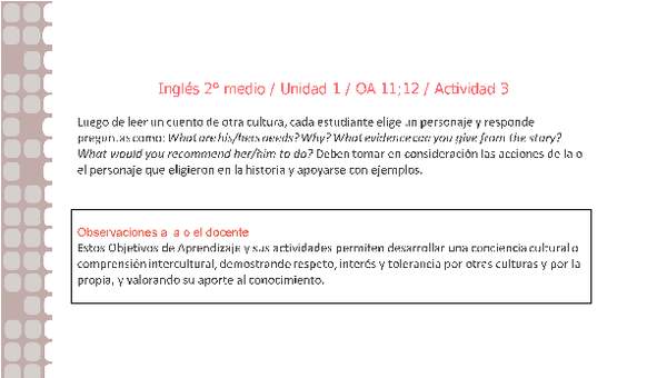 Inglés 2 medio-Unidad 1-OA11;12-Actividad 3