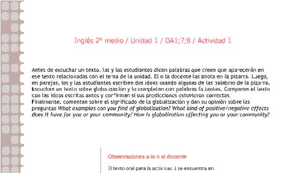 Inglés 2 medio-Unidad 1-OA1;7;8-Actividad 1