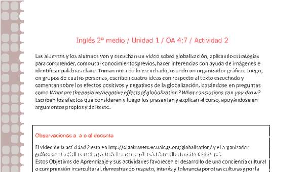 Inglés 2 medio-Unidad 1-OA4;7-Actividad 2