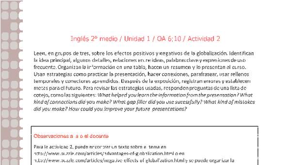 Inglés 2 medio-Unidad 1-OA6;10-Actividad 2