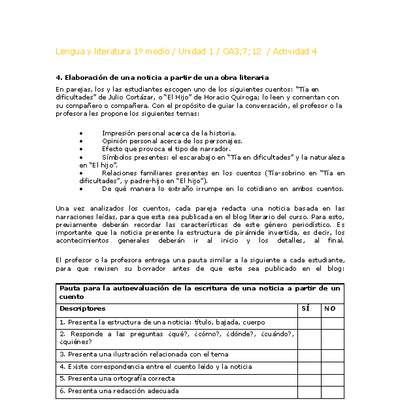 Lengua y Literatura 1 medio-Unidad 1-OA3;7;12-Actividad 4