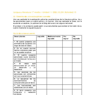 Lengua y Literatura 1 medio-Unidad 1-OA8;12;24-Actividad 15