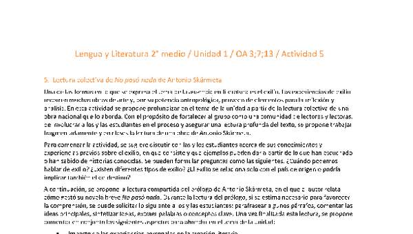 Lengua y Literatura 2 medio-Unidad 1-OA3;7;13-Actividad 5