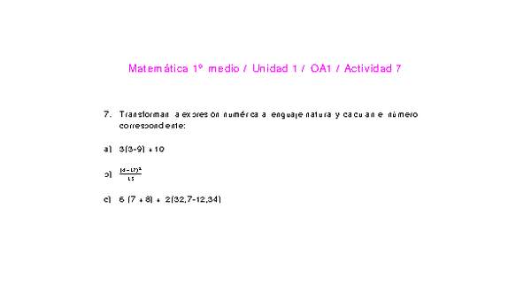 Matemática 1 medio-Unidad 1-OA1-Actividad 7