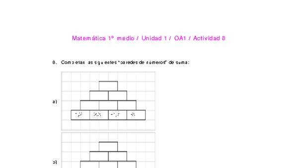 Matemática 1 medio-Unidad 1-OA1-Actividad 8