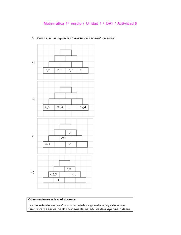Matemática 1 medio-Unidad 1-OA1-Actividad 8
