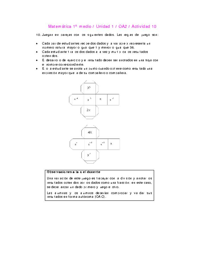 Matemática 1 medio-Unidad 1-OA2-Actividad 10