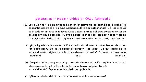 Matemática 1 medio-Unidad 1-OA2-Actividad 2