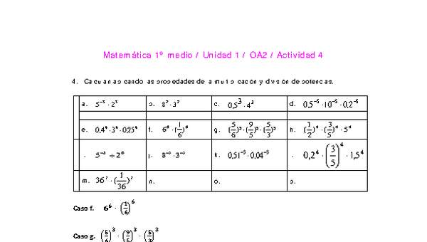 Matemática 1 medio-Unidad 1-OA2-Actividad 4