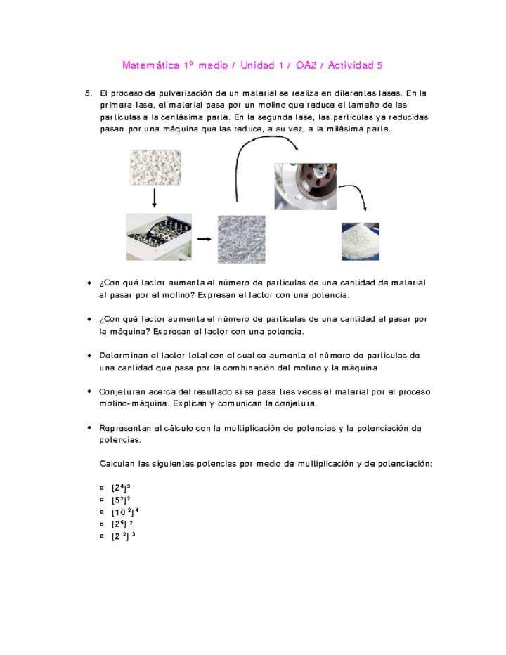 Matemática 1 medio-Unidad 1-OA2-Actividad 5