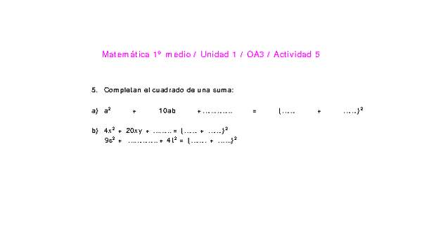 Matemática 1 medio-Unidad 1-OA3-Actividad 5
