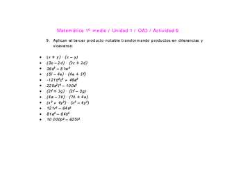 Matemática 1 medio-Unidad 1-OA3-Actividad 9