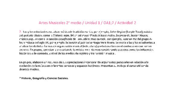 Artes Musicales 2 medio-Unidad 1-OA1;7-Actividad 2