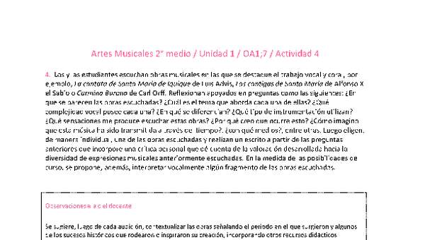 Artes Musicales 2 medio-Unidad 1-OA1;7-Actividad 4
