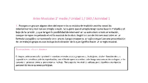 Artes Musicales 2 medio-Unidad 1-OA3-Actividad 1