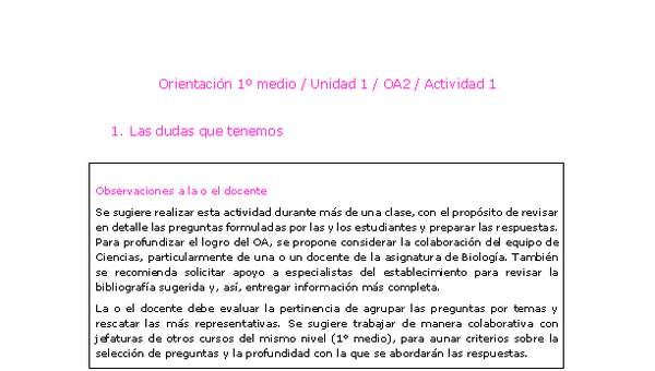 Orientación 1 medio-Unidad 1-OA2-Actividad 1