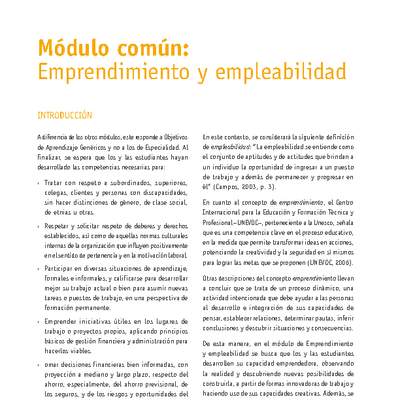 Módulo 00 - Emprendimiento y empleabilidad mención gastronomía