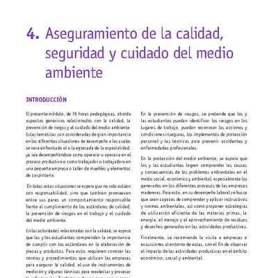 Módulo 04 - Aseguramiento de la calidad, seguridad y cuidado del medio ambiente