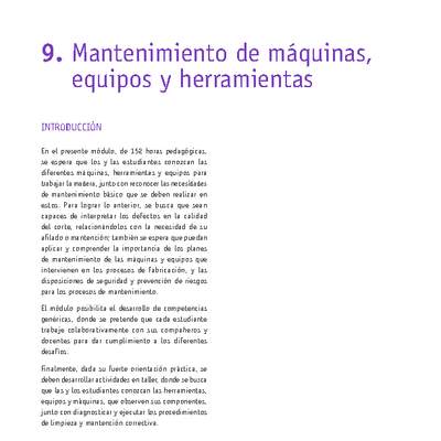 Módulo 09 - Mantenimiento de máquinas, equipos y herramientas