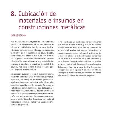 Módulo 08 - Cubicación de materiales e insumos en construcciones metálicas