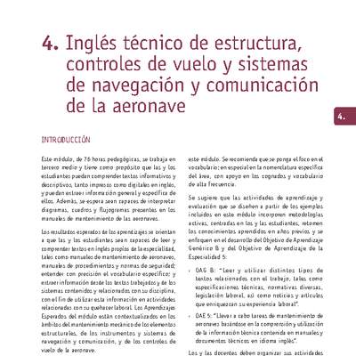 Módulo 04 - Inglés técnico de estructura, controles de vuelo y sistemas de navegación y comunicación de la aeronave