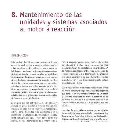 Módulo 08 - Mantenimiento de las unidades y sistemas asociados al motor a reacción