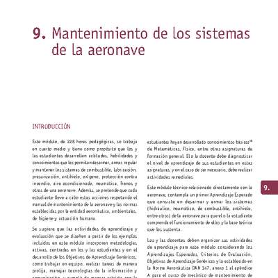 Módulo 09 - Mantenimiento de los sistemas de la aeronave