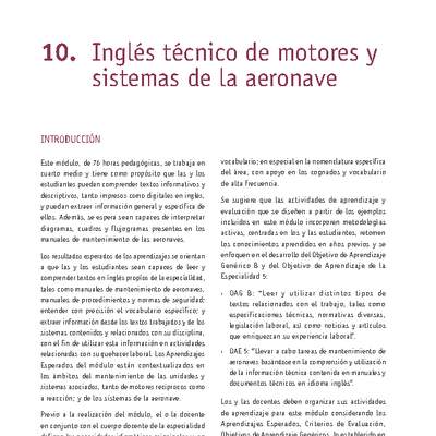 Módulo 10 - Inglés técnico de motores y sistemas de aeronave