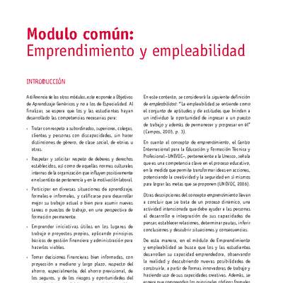 Módulo 00 - Emprendimiento y empleabilidad mención laboratorio químico