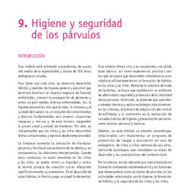 Módulo 09 - Higiene y seguridad de los párvulos