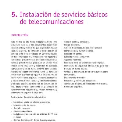 Módulo 05 - Instalación de servicios básicos de telecomunicaciones