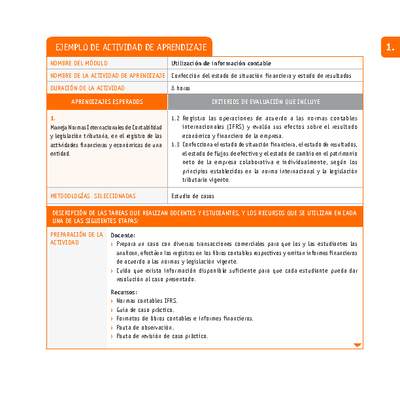 Confección del estado de situación financiera y estado de resultados