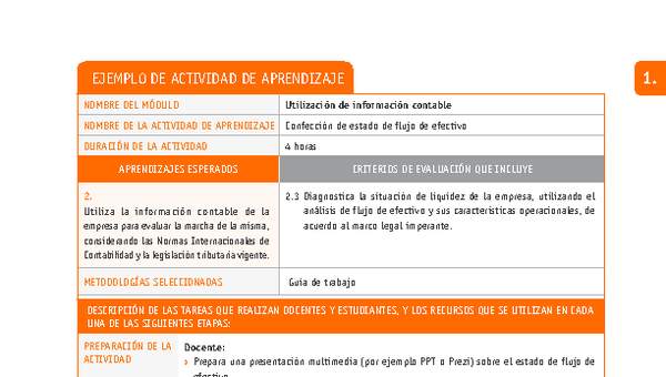 Confección de estado de flujo de efectivo