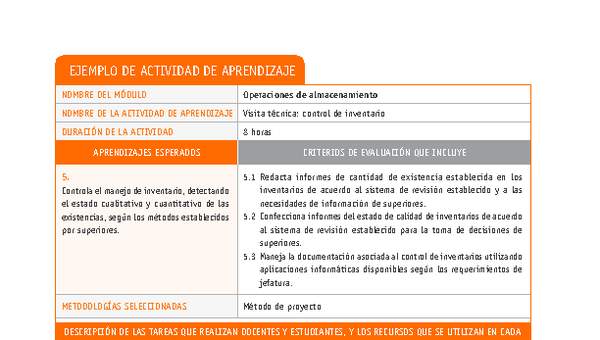 Visita técnica: control de inventario