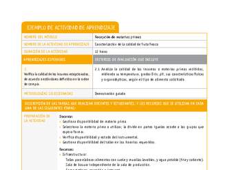 Caracterización de la calidad de fruta fresca