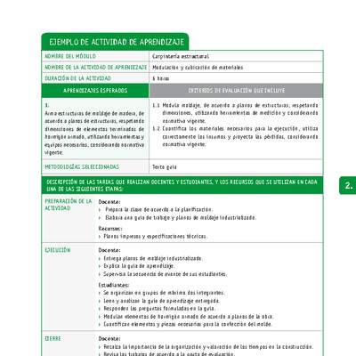 Modulación y cubicación de materiales