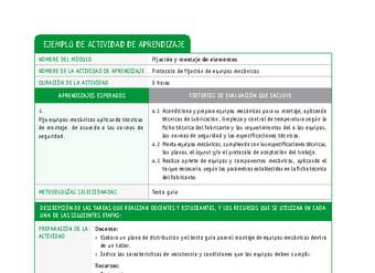 Protocolo de fijación de equipos mecánicos