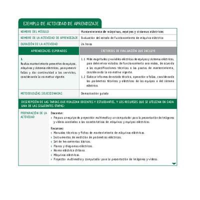 Evaluación del estado de funcionamiento de máquina eléctrica