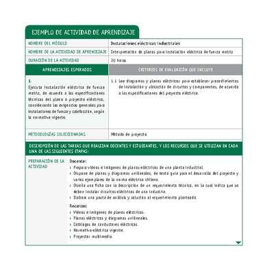 Interpretación de planos para instalación eléctrica de fuerza motriz