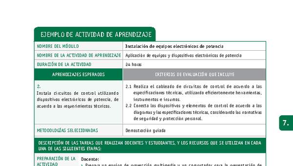 Aplicación de equipos y dispositivos electrónicos de potencia