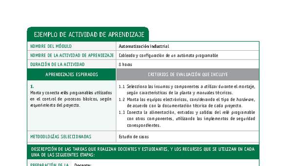 Cableado y configuración de un autómata programable