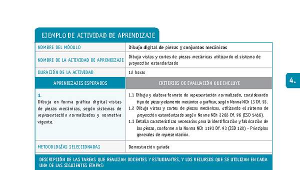 Dibuja vistas y cortes de piezas mecánicas utilizando el sistema de proyección estandarizado