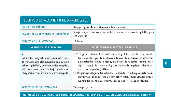 Dibujo proyecto red de alcantarillado con unión a colector público para una vivienda