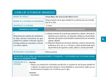 Dibujo proyecto red de agua potable fría y caliente para una vivienda tipo de un piso