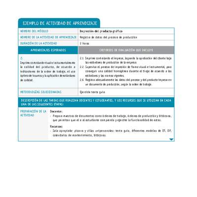 Registro de datos del proceso de producción