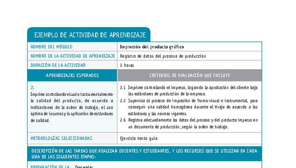 Registro de datos del proceso de producción