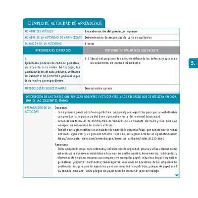 Determinación de secuencias de corte en guillotina